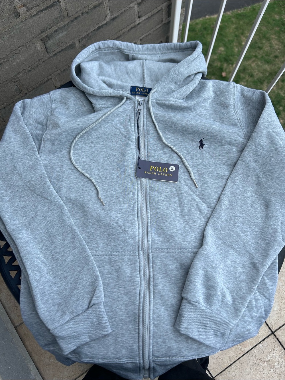 Polo by Ralph Lauren Light Gray Hoodie with Navy Label